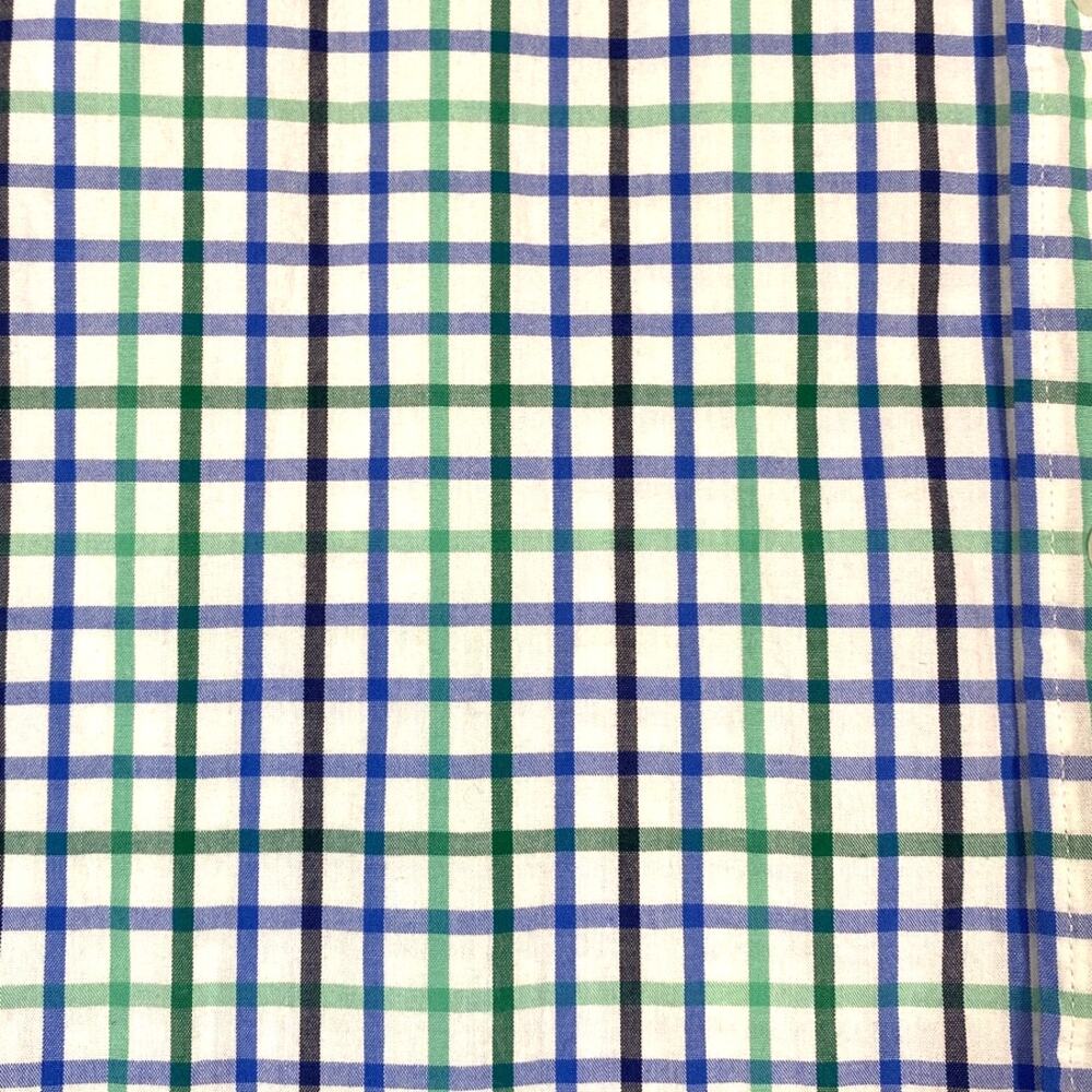 j Crew Factory Green Blue Plaid Flex Wash Size L Long Sleeve Button Down Shirt
